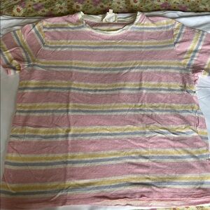 Sezane Pink Striped Short Sleeve Tee